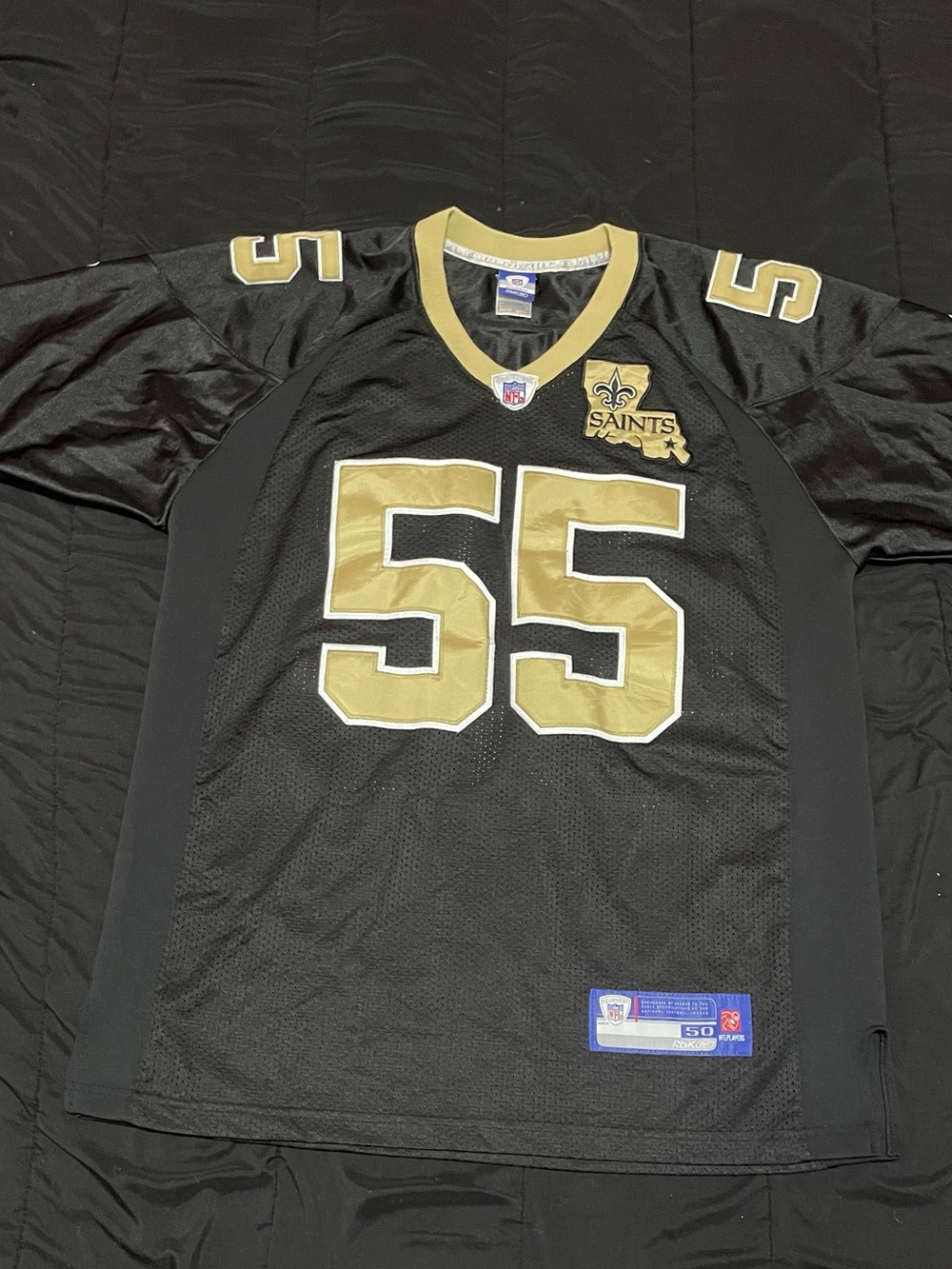 Vintage Reebok NFL Equipment Saints Scott Fujita #55 Stitched Jersey Sz 50 Korea